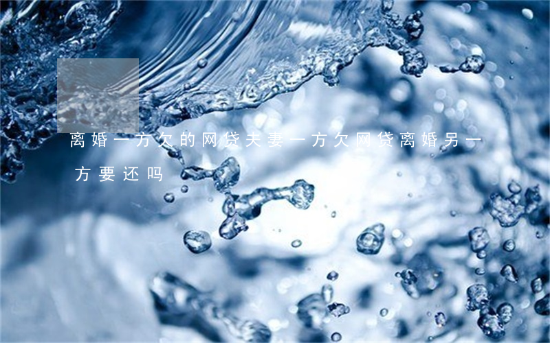 离婚一方欠的网贷(夫妻一方欠网贷离婚另一方要还吗)