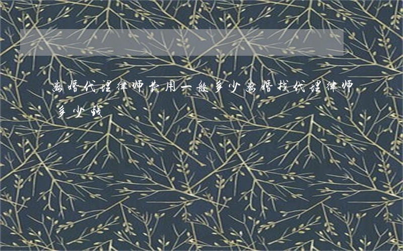 离婚代理律师费用一般多少(离婚找代理律师多少钱)