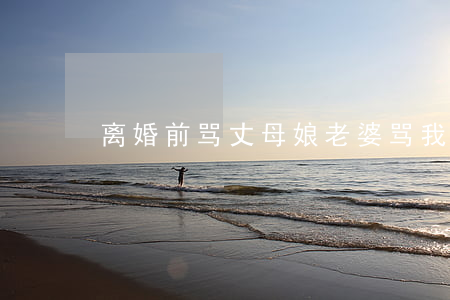 离婚前骂丈母娘(老婆骂我妈我要不要离婚)