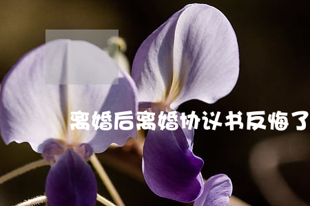 离婚后离婚协议书反悔了怎么办