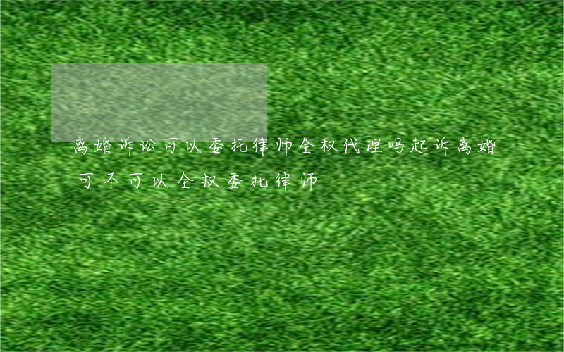 离婚诉讼可以委托律师全权代理吗(起诉离婚可不可以全权委托律师)