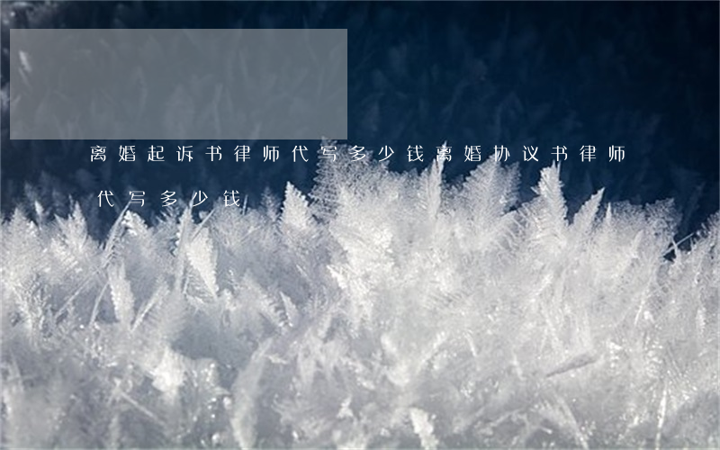 离婚起诉书律师代写多少钱(离婚协议书律师代写多少钱)