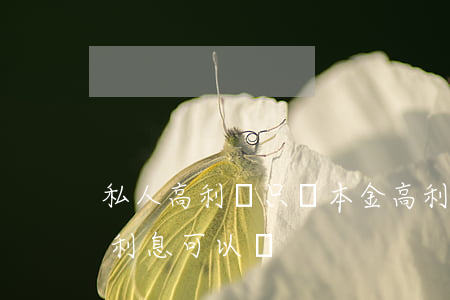 私人高利貸只還本金(高利貸只還本金和正常利息可以嗎)
