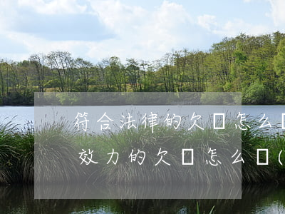 符合法律的欠條怎么寫(xiě)(具有法律效力的欠條怎么寫(xiě))