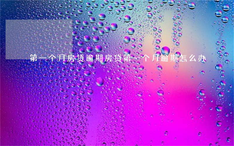 第一个月房贷逾期(房贷第一个月逾期怎么办)