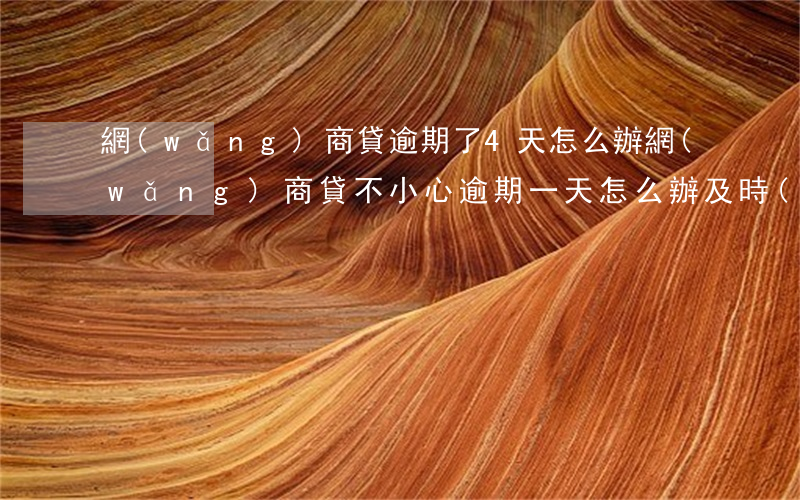 網(wǎng)商貸逾期了4天怎么辦(網(wǎng)商貸不小心逾期一天怎么辦及時(shí)還了)