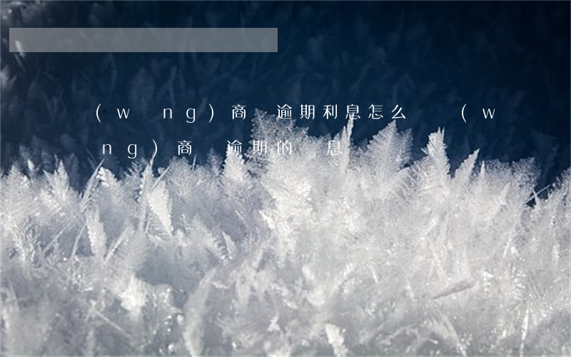 網(wǎng)商貸逾期利息怎么漲(網(wǎng)商貸逾期的罰息)