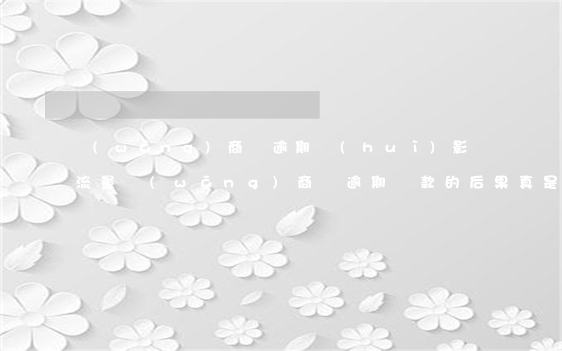 網(wǎng)商貸逾期會(huì)影響流量(網(wǎng)商貸逾期還款的后果,真是坑到你無法想象)