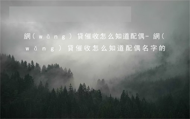 網(wǎng)貸催收怎么知道配偶-網(wǎng)貸催收怎么知道配偶名字的
