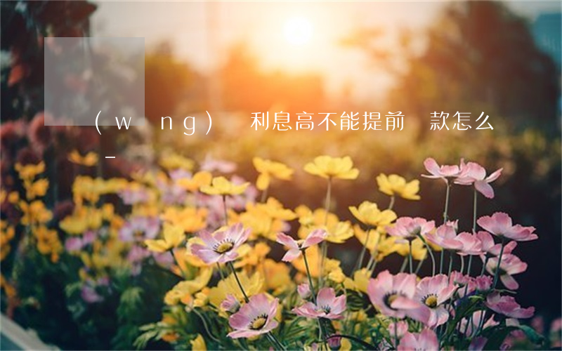 網(wǎng)貸利息高不能提前還款怎么辦-