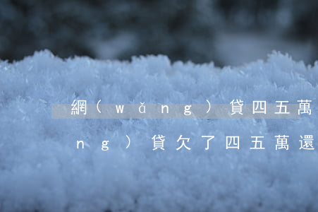 網(wǎng)貸四五萬無力償還(網(wǎng)貸欠了四五萬還不起了)