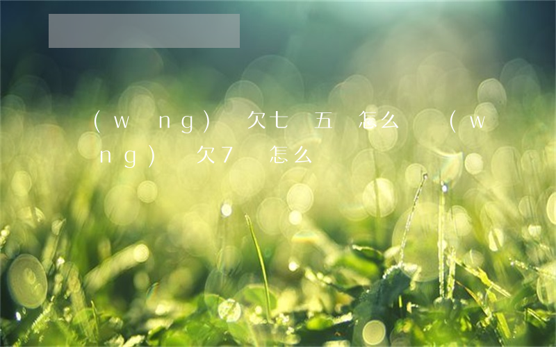 網(wǎng)貸欠七萬五該怎么還(網(wǎng)貸欠7萬怎么還)