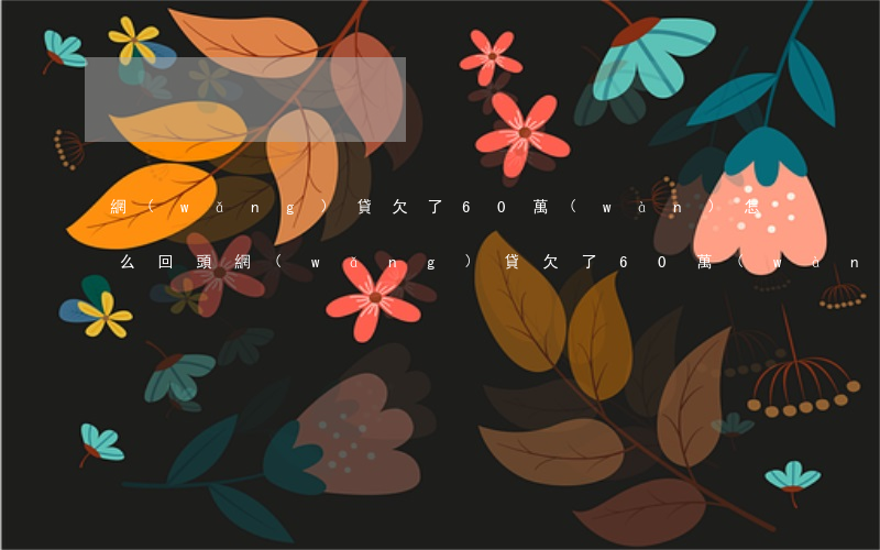 網(wǎng)貸欠了60萬(wàn)怎么回頭(網(wǎng)貸欠了60萬(wàn)怎么回頭)