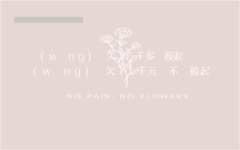 網(wǎng)貸欠了一千多會被起訴嗎(網(wǎng)貸欠了幾千元會不會被起訴)