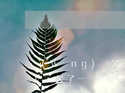 網(wǎng)貸欠了一萬六(網(wǎng)貸欠了一萬多)