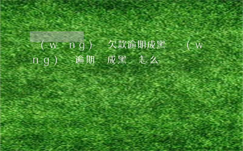 網(wǎng)貸欠款逾期成黑戶(網(wǎng)貸逾期變成黑戶怎么辦)