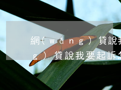 網(wǎng)貸說我要起訴-網(wǎng)貸說我要起訴怎么辦