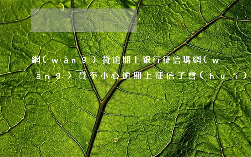 網(wǎng)貸逾期上銀行征信嗎(網(wǎng)貸不小心逾期上征信了會(huì)怎么樣)