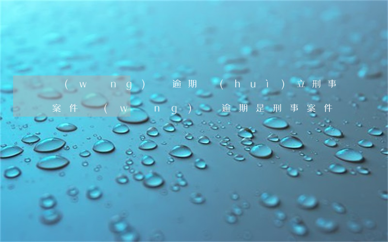 網(wǎng)貸逾期會(huì)立刑事案件(網(wǎng)貸逾期是刑事案件嗎)