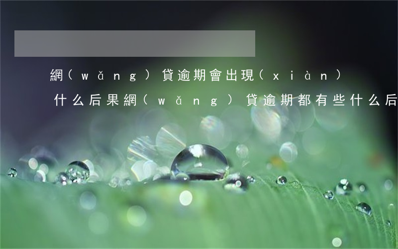 網(wǎng)貸逾期會出現(xiàn)什么后果(網(wǎng)貸逾期都有些什么后果)