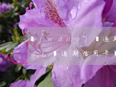 網(wǎng)貸逾期跟信用卡(網(wǎng)貸逾期信用卡還能正常使用嗎)