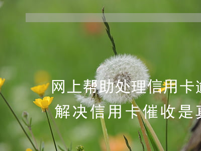 网上帮助处理信用卡逾期的可靠吗-网上帮解决信用卡催收是真的吗