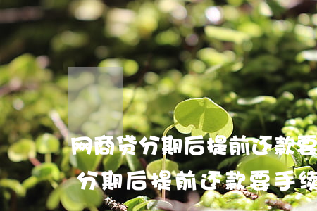 网商贷分期后提前还款要手续费么-网商贷分期后提前还款要手续费么