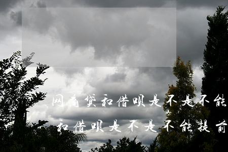 网商贷和借呗是不是不能提前还款-网商贷和借呗是不是不能提前还款了