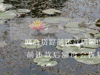 网商贷提前还款后额度会恢复吗-网商贷提前还款后额度会恢复吗知乎