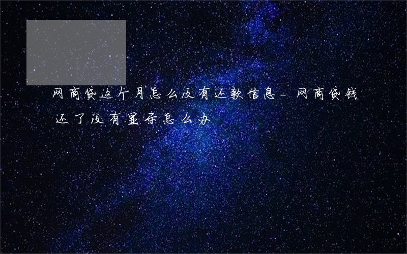 网商贷这个月怎么没有还款信息-网商贷钱还了没有显示怎么办