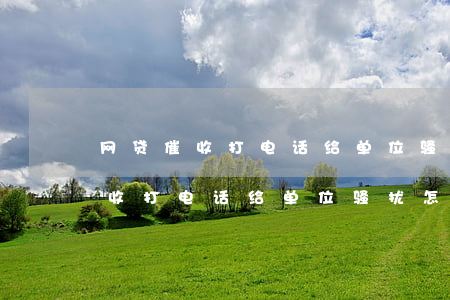 网贷催收打电话给单位骚扰怎么办-网贷催收打电话给单位骚扰怎么办呢