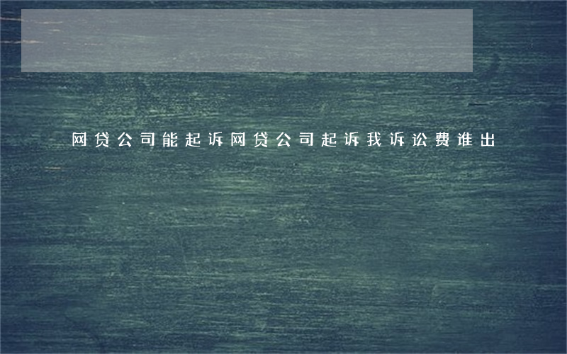 网贷公司能起诉(网贷公司起诉我诉讼费谁出)