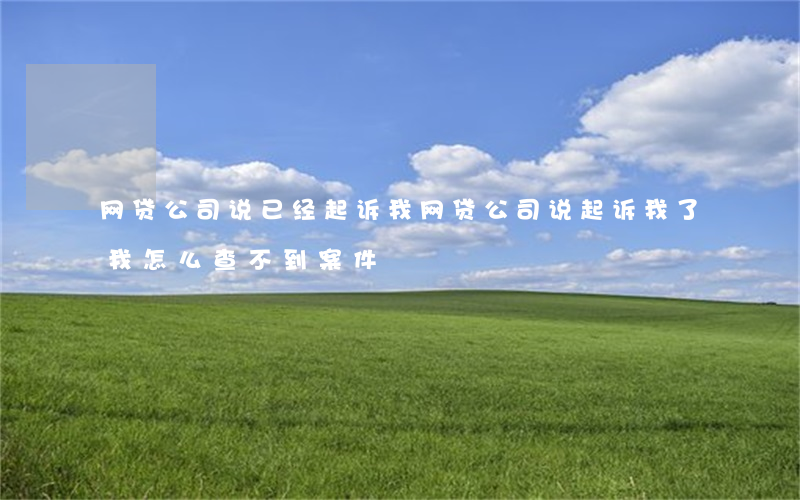 网贷公司说已经起诉我(网贷公司说起诉我了 我怎么查不到案件)