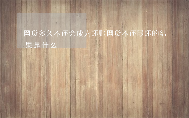 网贷多久不还会成为坏账(网贷不还最坏的结果是什么)