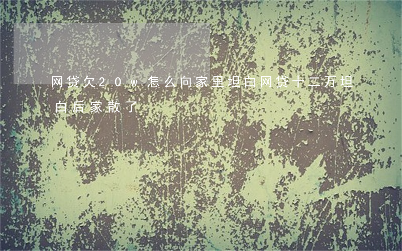 网贷欠20w怎么向家里坦白(网贷十二万坦白后家散了)