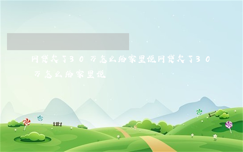 网贷欠了30万怎么给家里说(网贷欠了30万怎么给家里说)