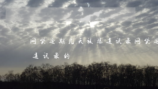 网贷逾期几天被爆通讯录(网贷逾期是怎么爆通讯录的)
