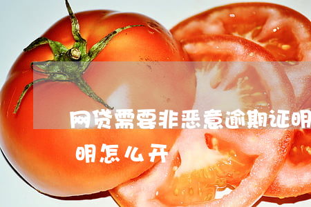 网贷需要非恶意逾期证明(网贷非恶意逾期证明怎么开)