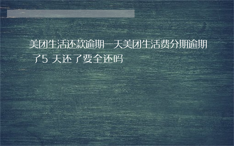 美团生活还款逾期一天(美团生活费分期逾期了5天还了要全还吗)