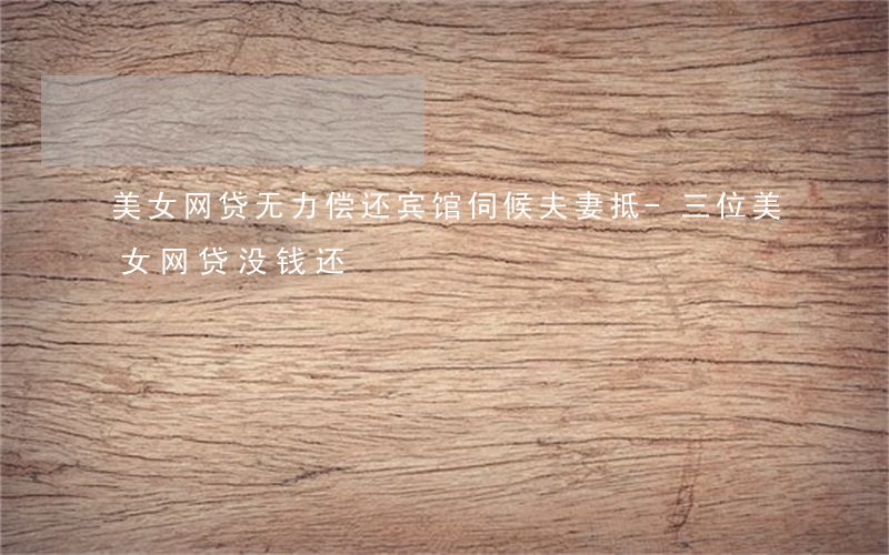 美女网贷无力偿还宾馆伺候夫妻抵-三位美女网贷没钱还