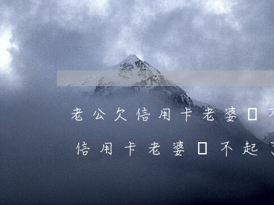 老公欠信用卡老婆還不起了怎么辦-老公欠信用卡老婆還不起了怎么辦呢