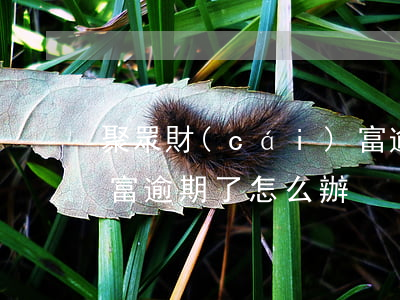 聚眾財(cái)富逾期(聚眾財(cái)富逾期了怎么辦)