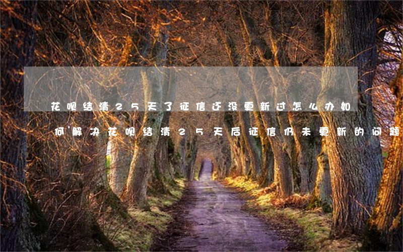 花呗结清25天了征信还没更新过怎么办，如何解决花呗结清25天后征信仍未更新的问题？