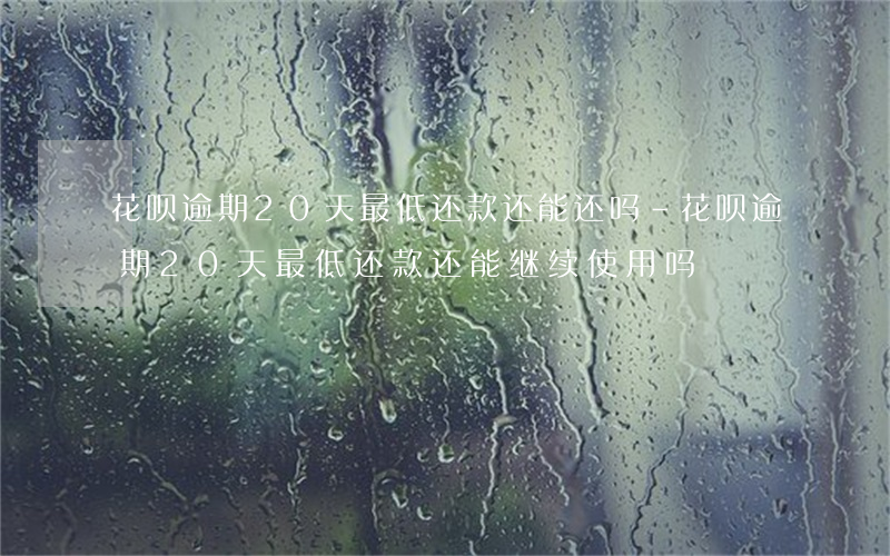 花呗逾期20天最低还款还能还吗-花呗逾期20天最低还款还能继续使用吗