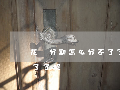 花唄分期怎么分不了了-花唄分期怎么分不了了呢