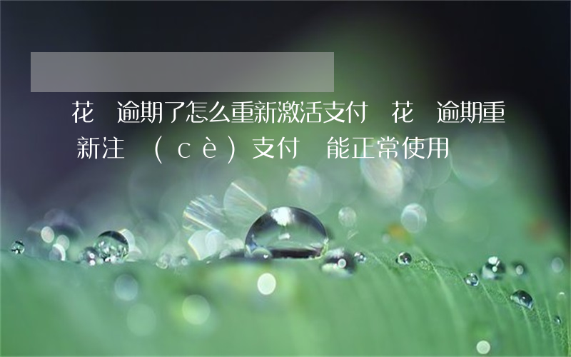 花唄逾期了怎么重新激活(支付寶花唄逾期重新注冊(cè)支付寶能正常使用)
