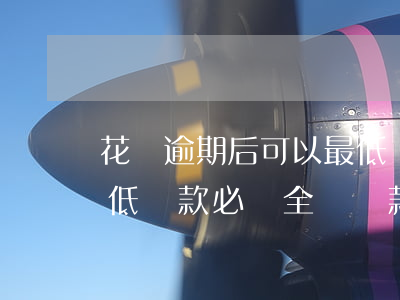 花唄逾期后可以最低還款(花唄逾期后沒有最低還款必須全額還款嗎)