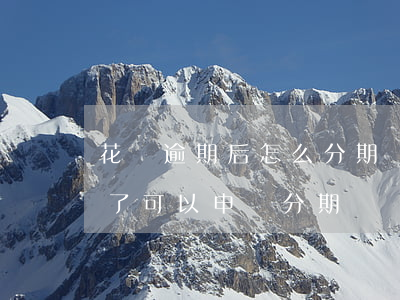 花唄逾期后怎么分期還(支付寶螞蟻花唄逾期了可以申請分期嗎)