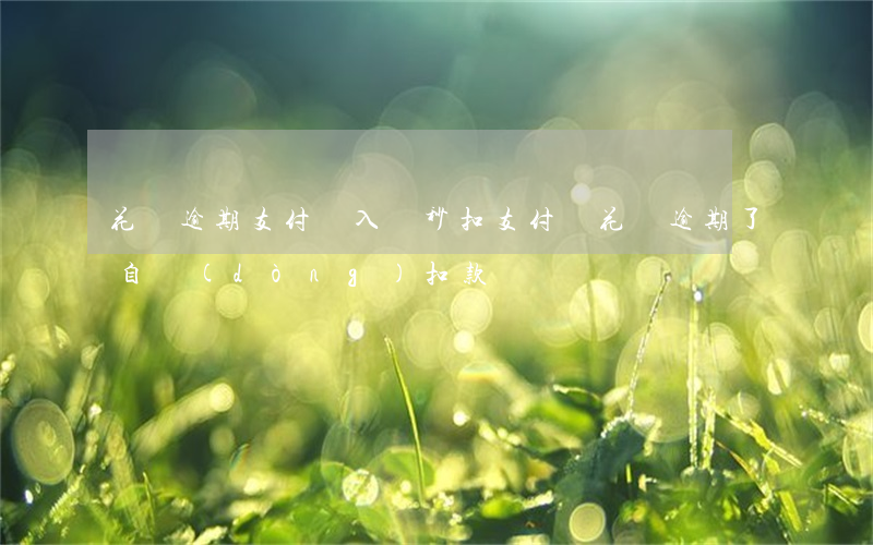 花唄逾期支付寶入賬秒扣(支付寶花唄逾期了自動(dòng)扣款)