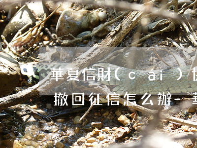 華夏信財(cái)協(xié)商還款不撤回征信怎么辦-華夏信財(cái)協(xié)商還款不撤回征信怎么辦呢